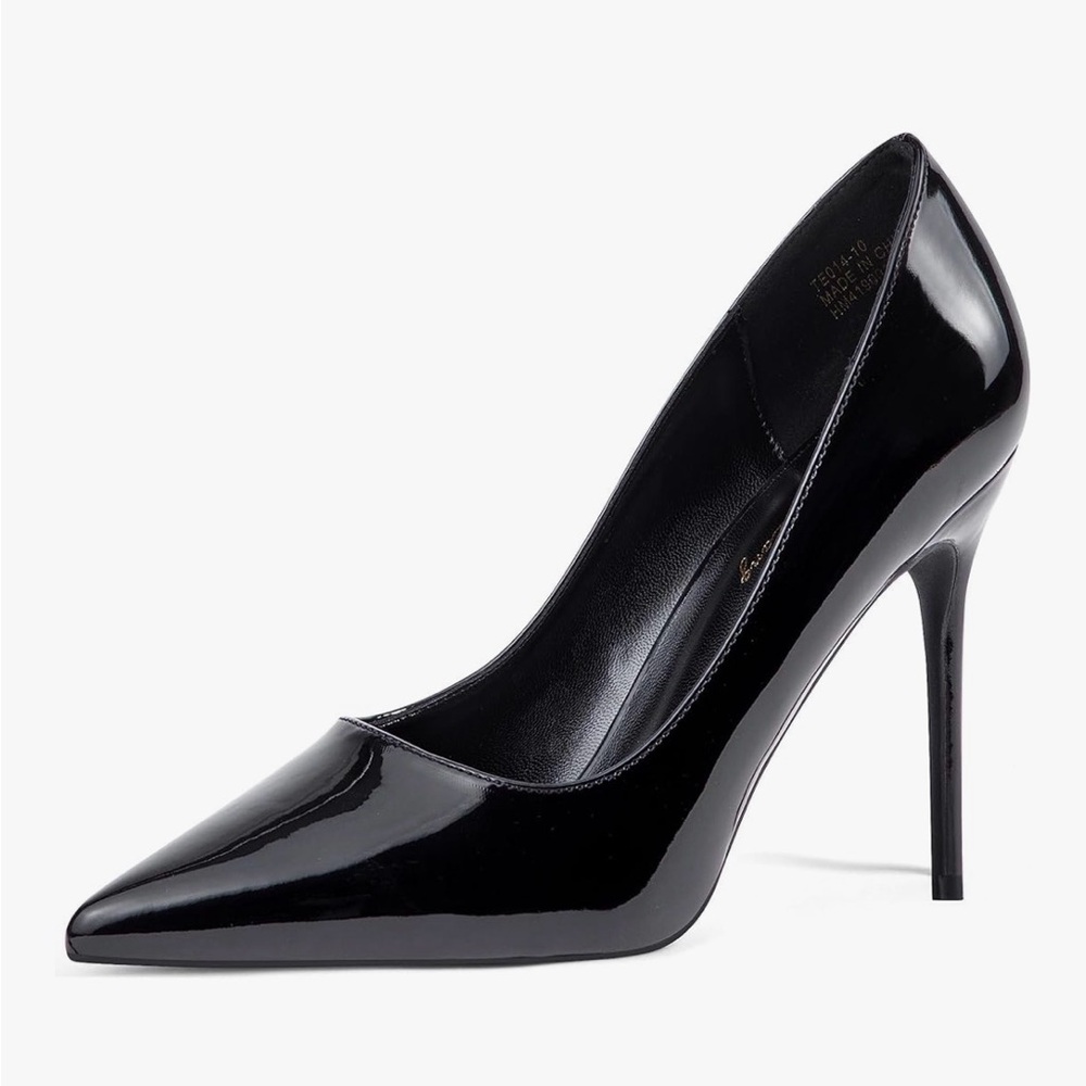 Elisabet Tang Black Patent Leather Stiletto High Heel Pumps-size 7-NWT - Picture 5 of 9